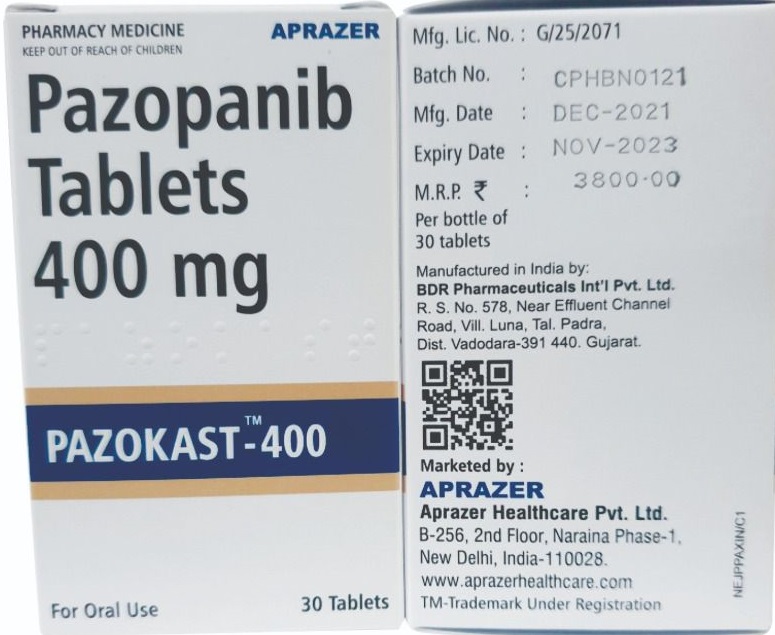 Pazopanib 400 mg tablets 